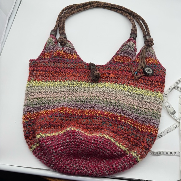 Happy Free Multicolor Crochet Hobo Shoulder Bag – Boho Slouchy Tote - Picture 1 of 8